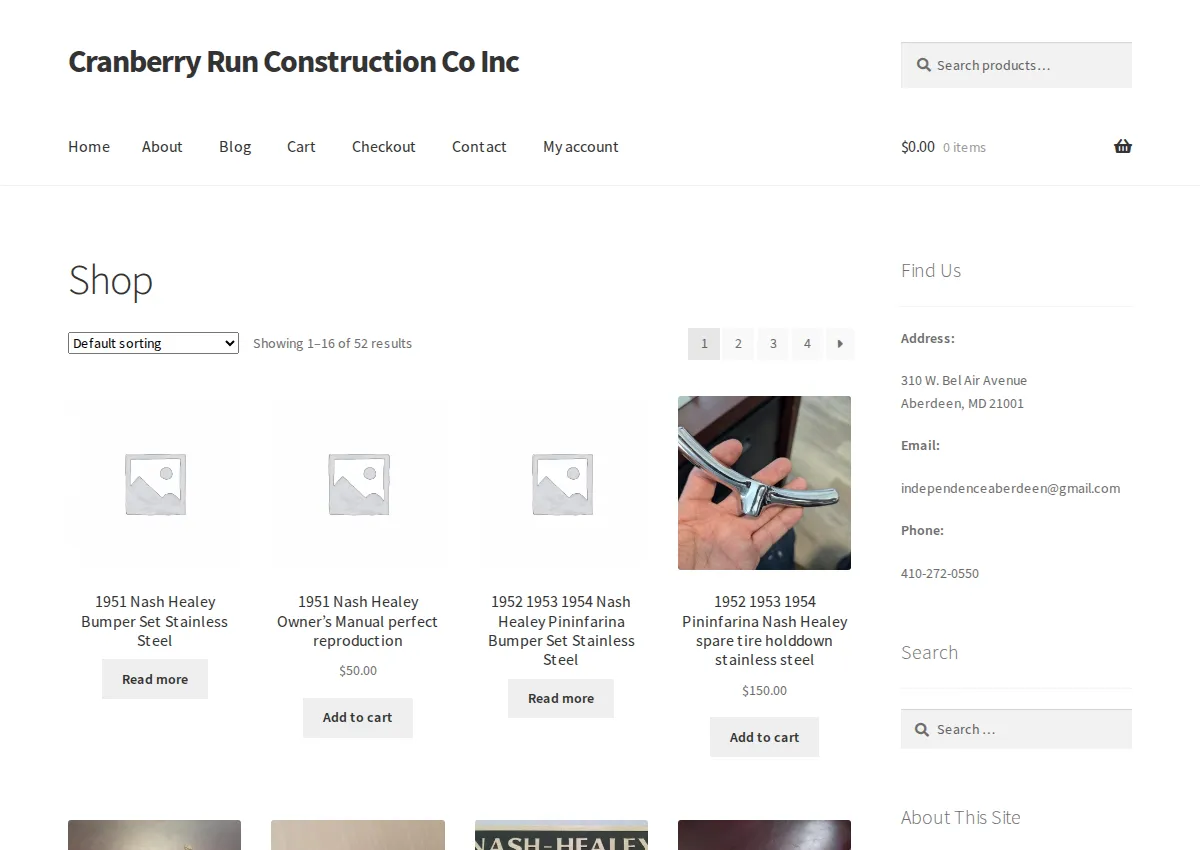 Store homepage
