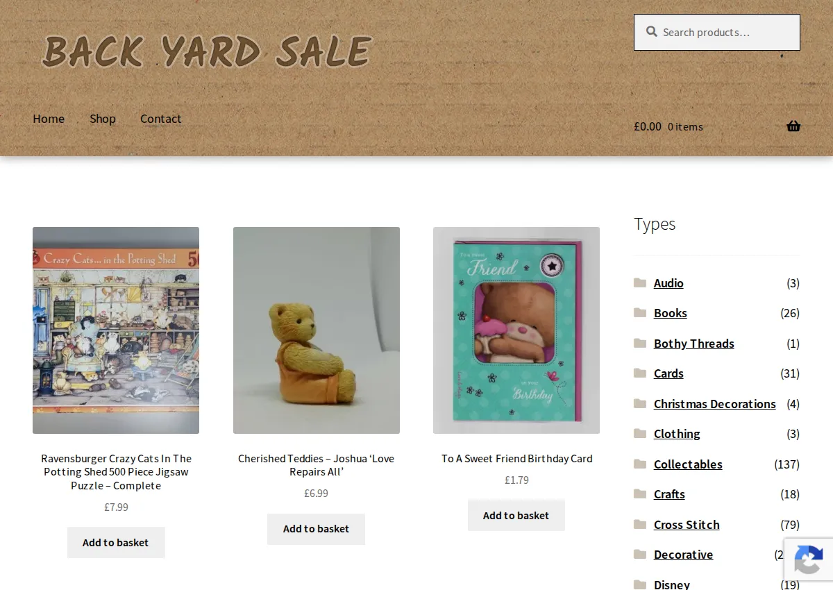 Store homepage
