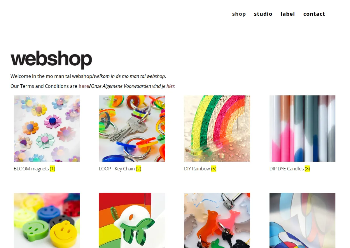Store homepage