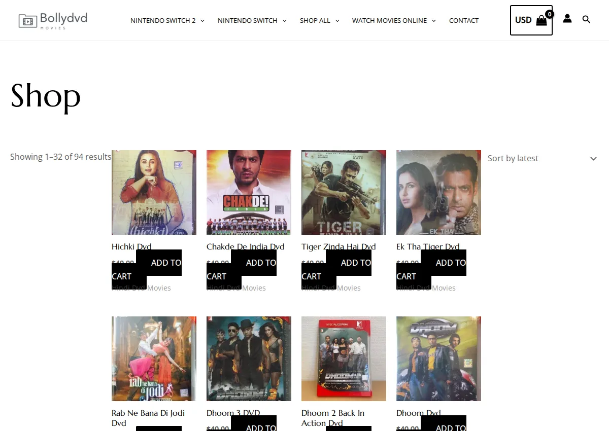 Store homepage