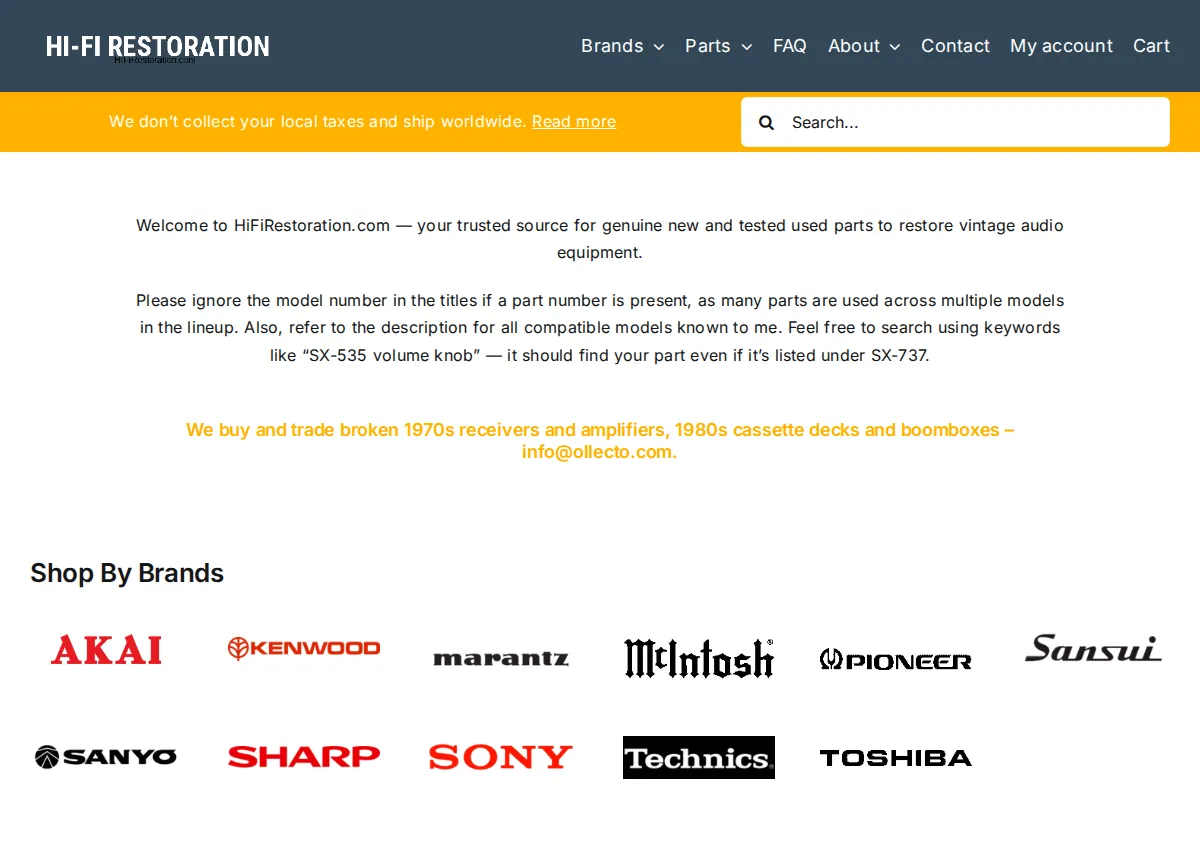 Store homepage