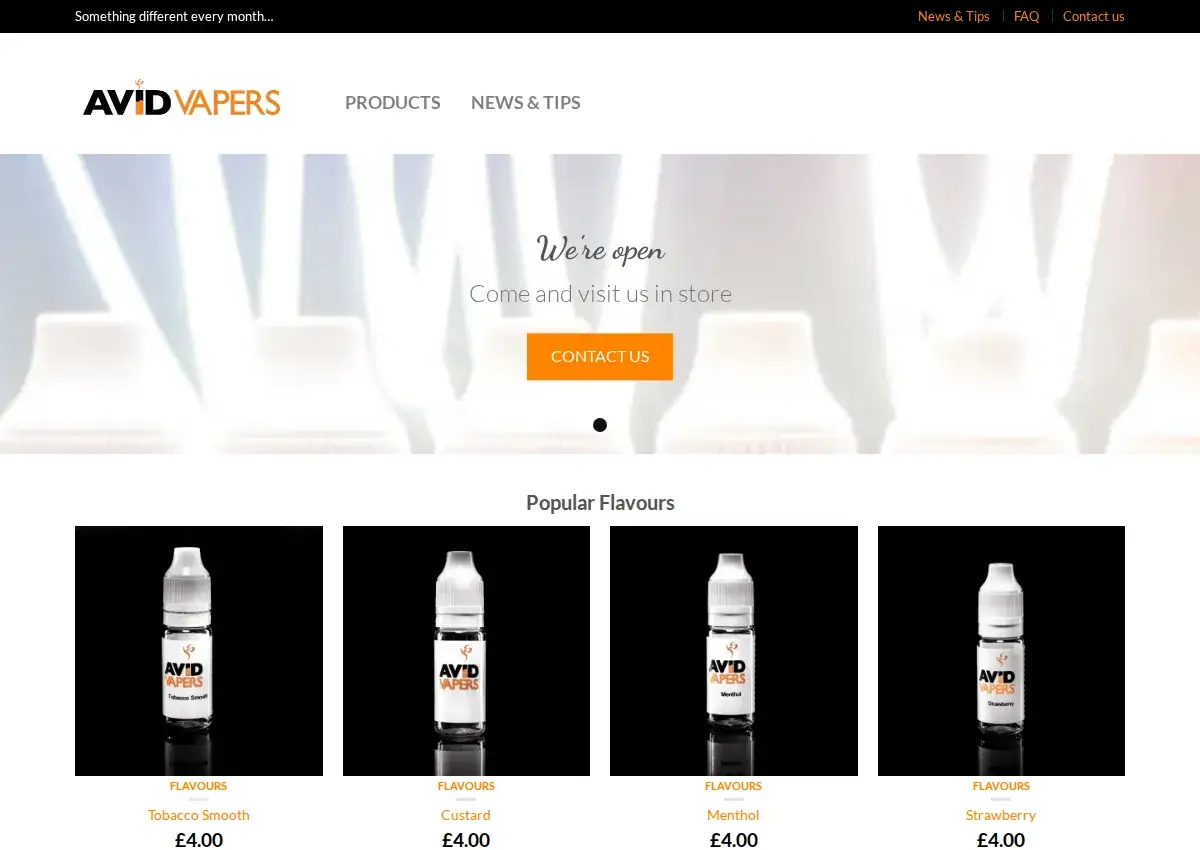 Store homepage