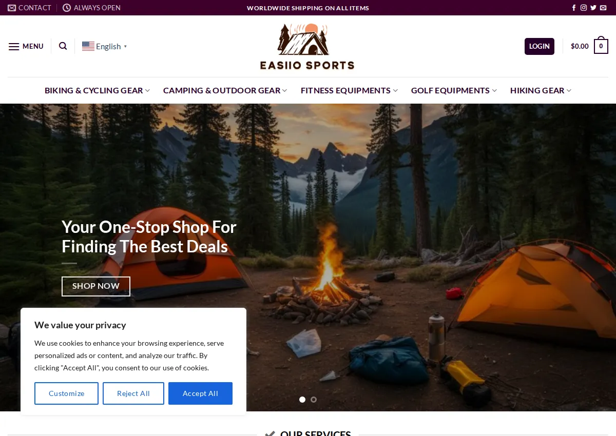 Store homepage