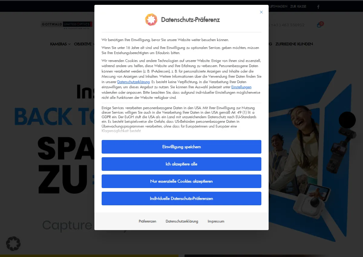 Store homepage