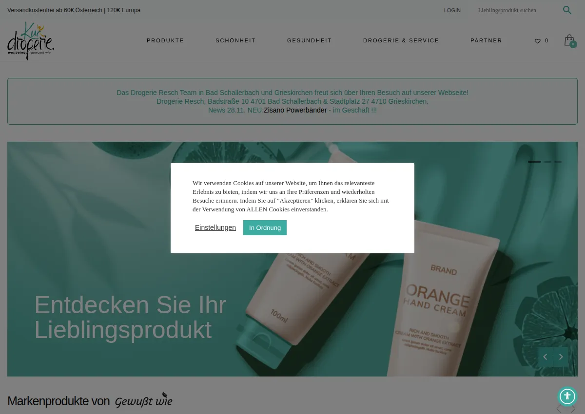 Store homepage