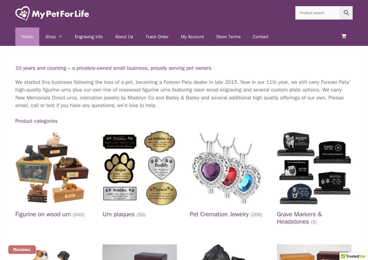Store homepage