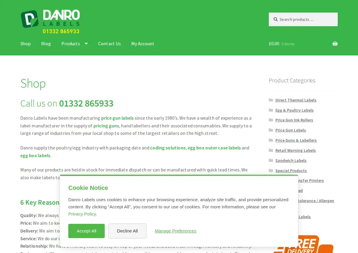 Store homepage