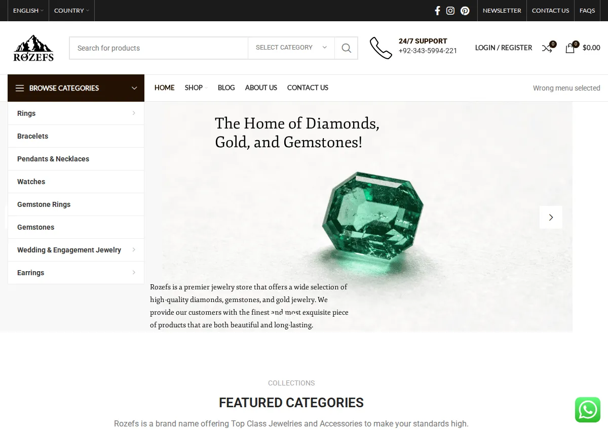 Store homepage