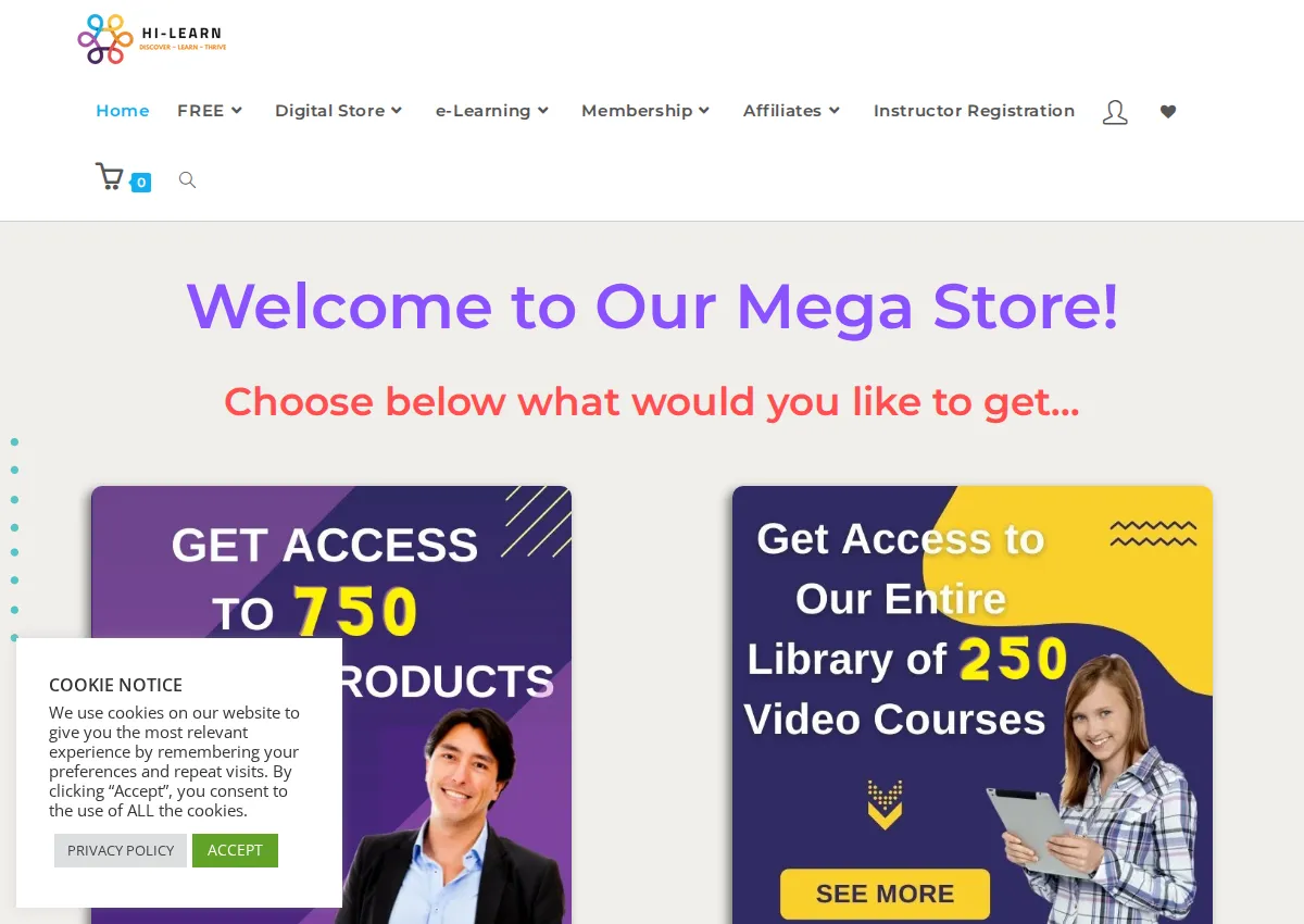 Store homepage