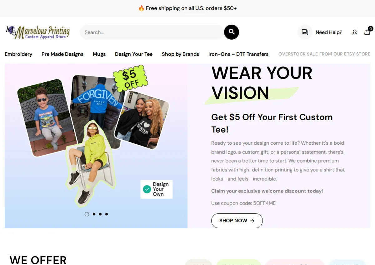 Store homepage
