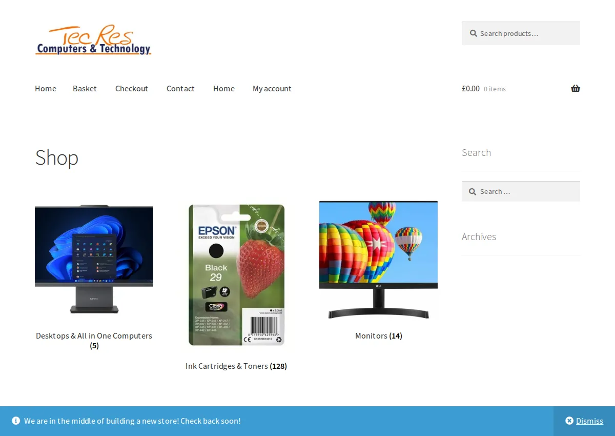 Store homepage