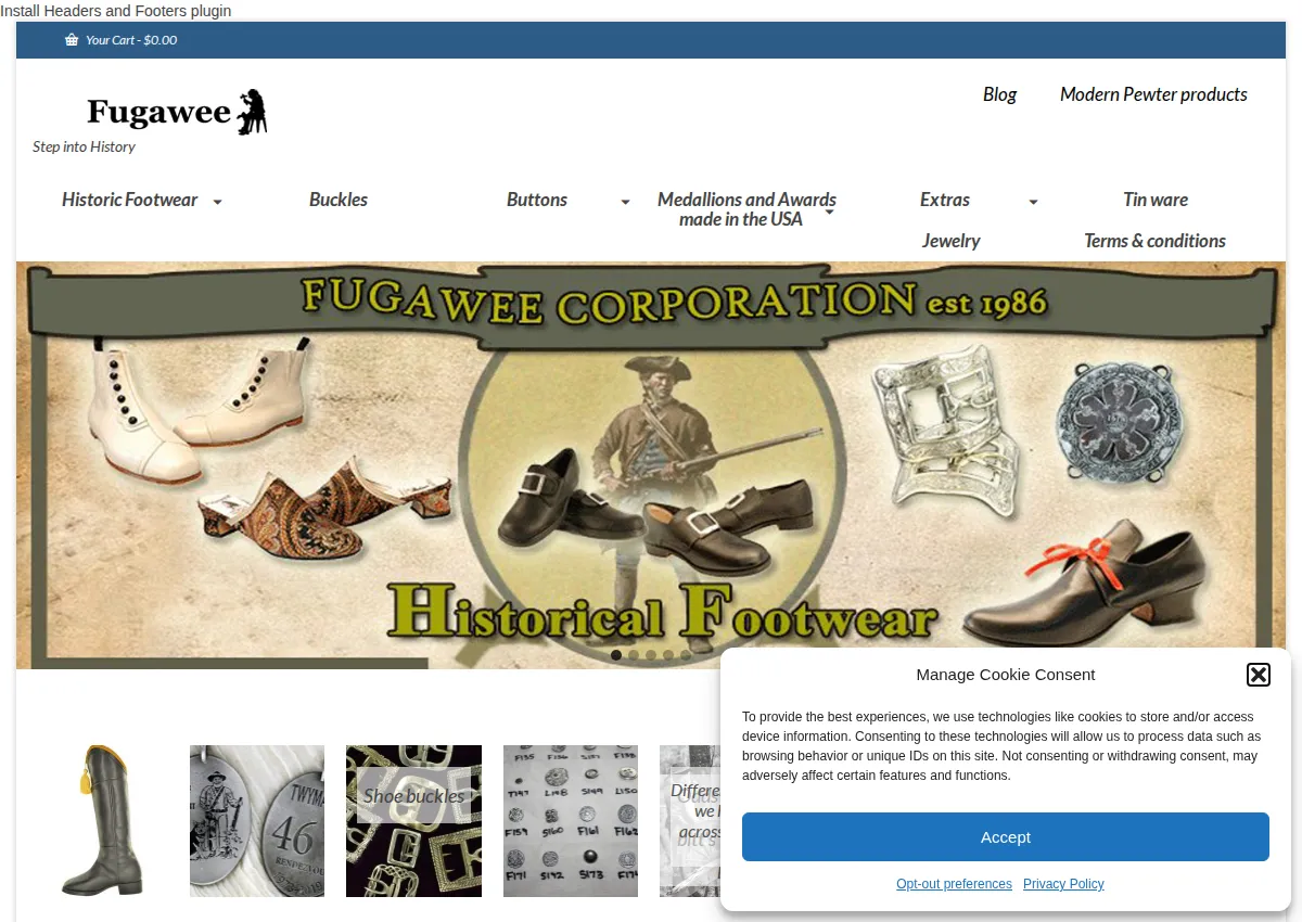 Store homepage