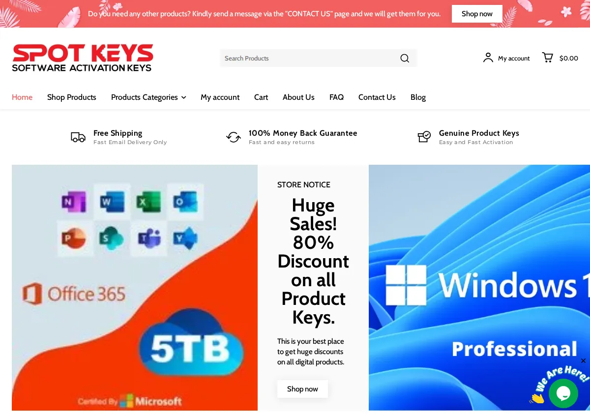 Store homepage