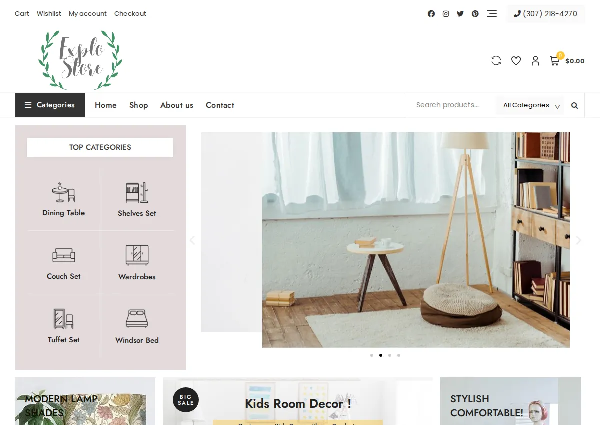 Store homepage
