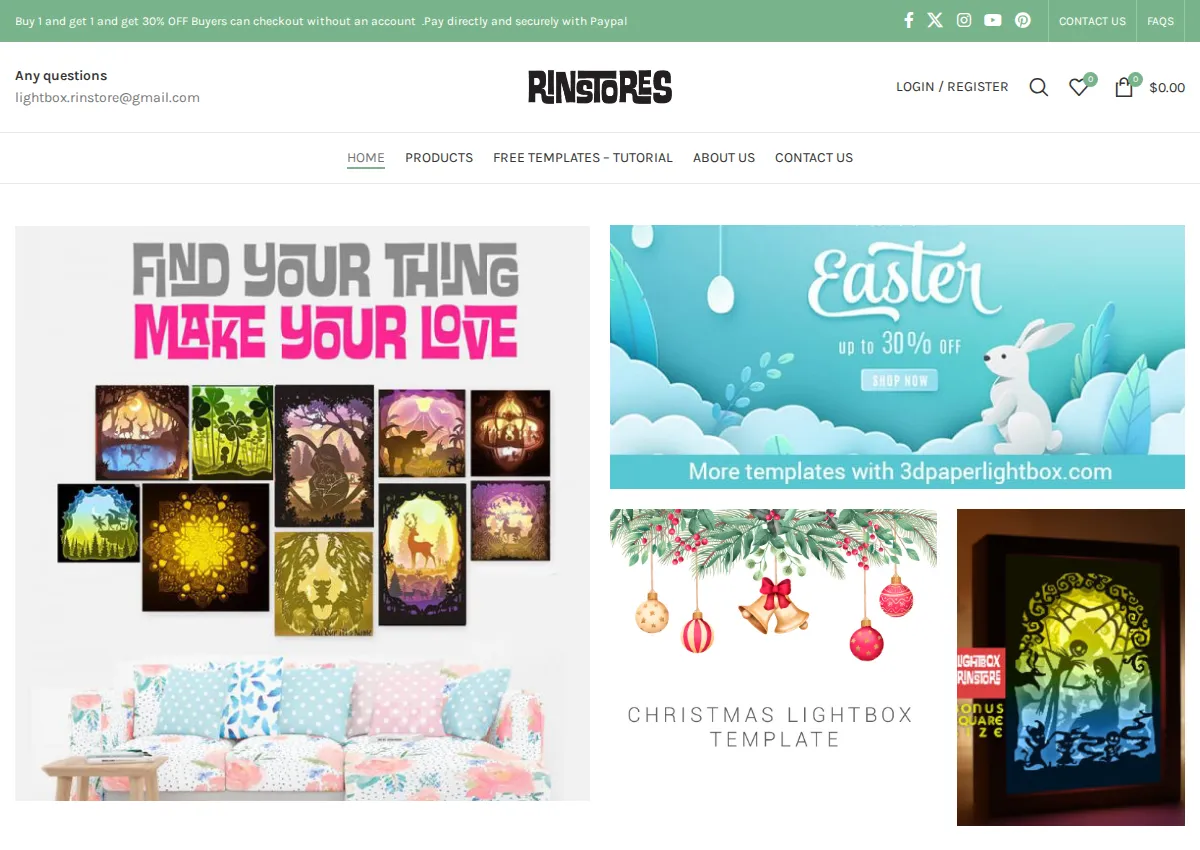 Store homepage
