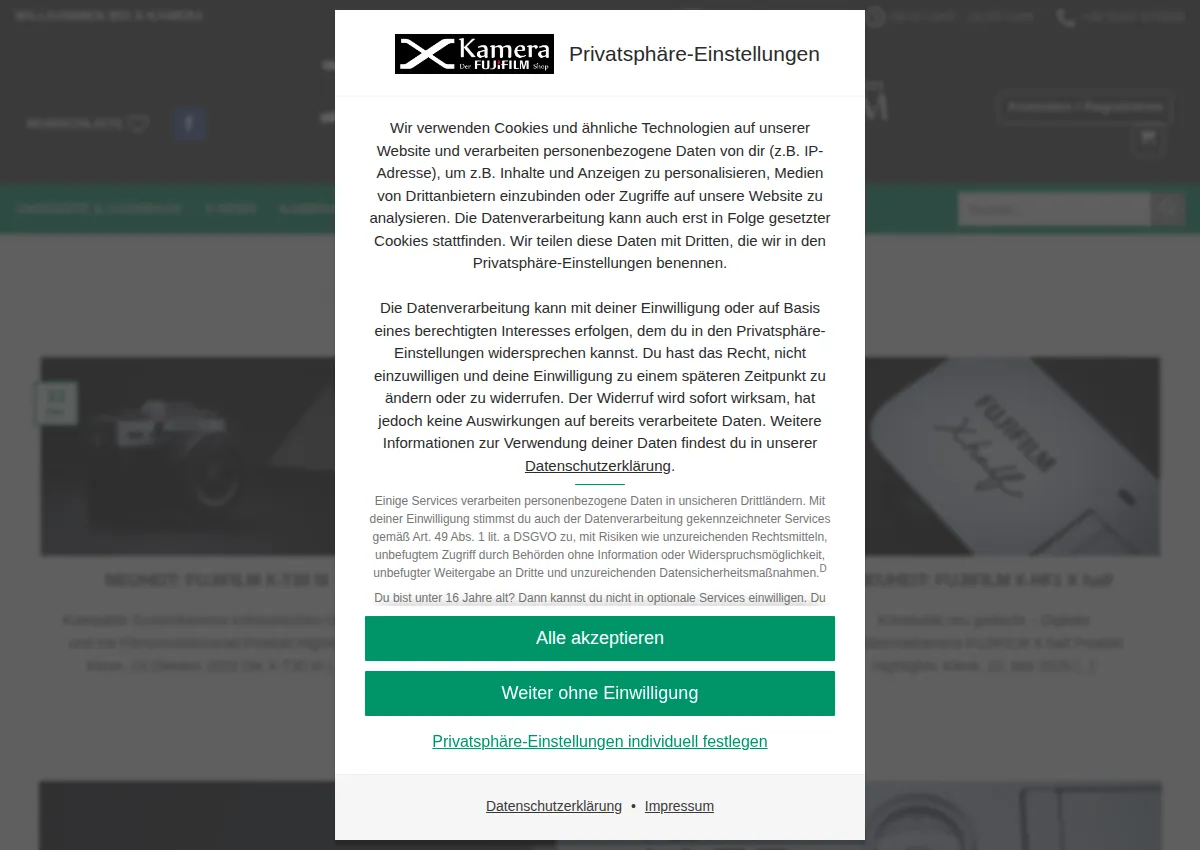 Store homepage