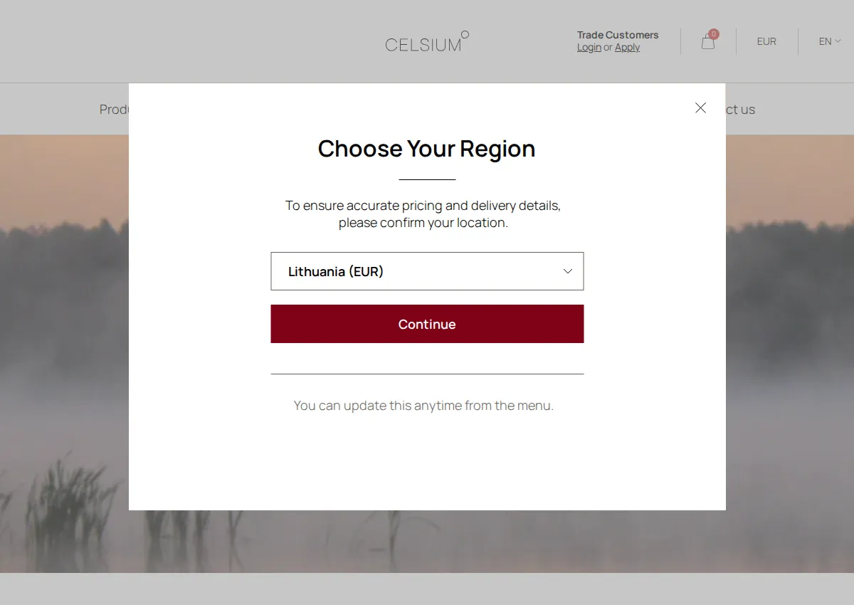 Store homepage
