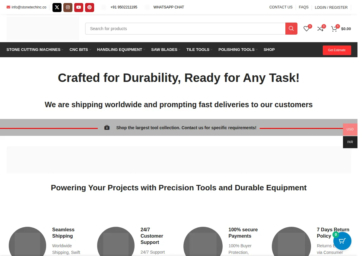 Store homepage