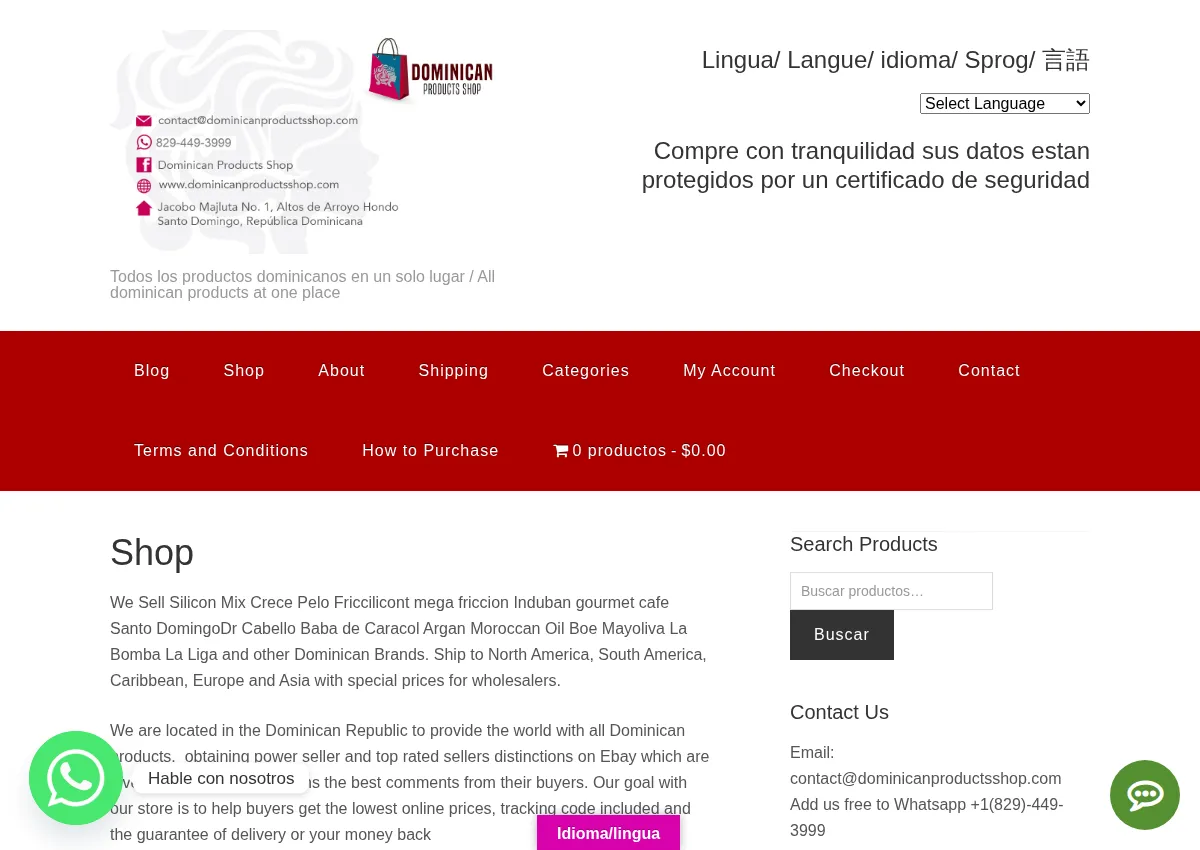 Store homepage