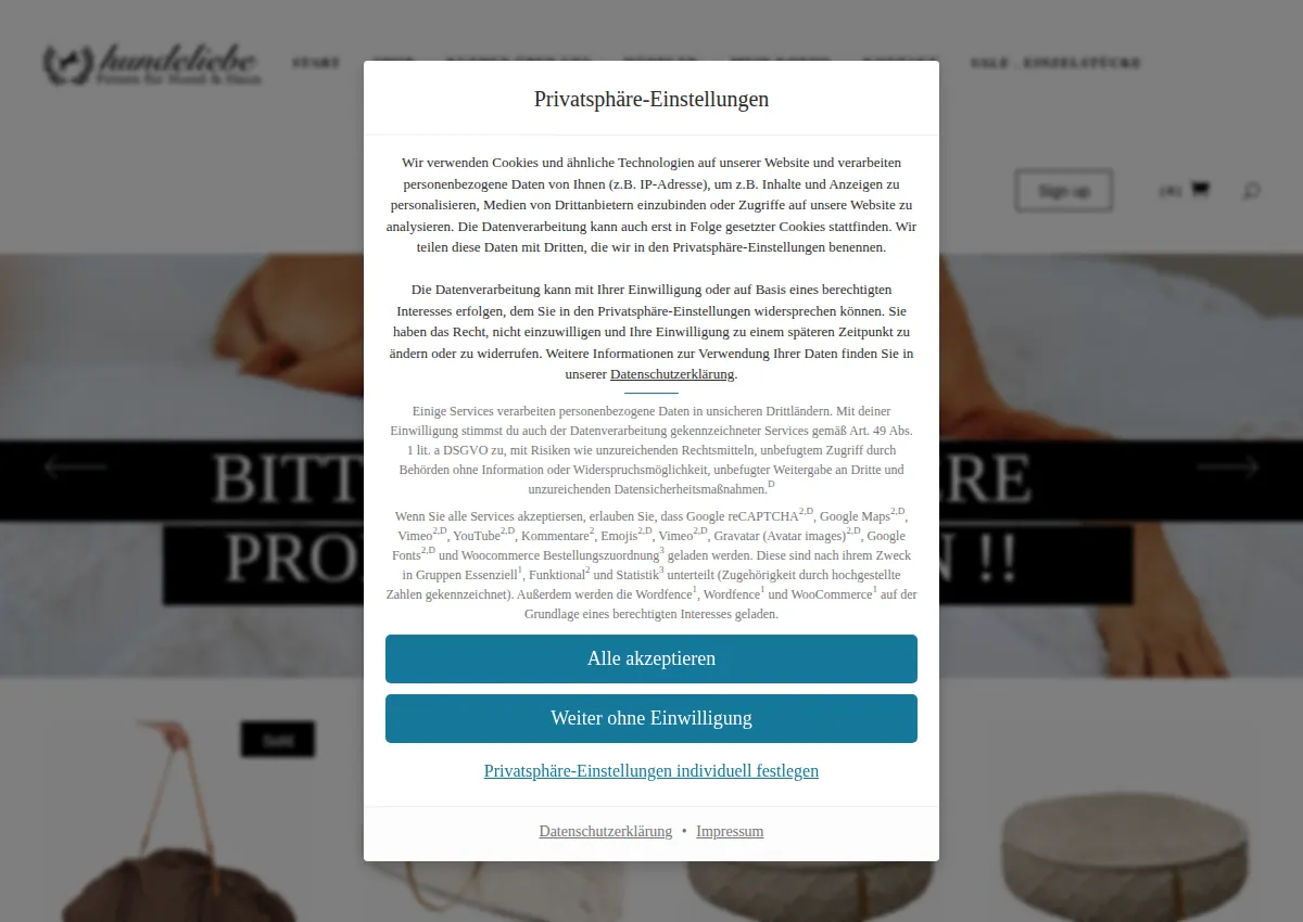 Store homepage