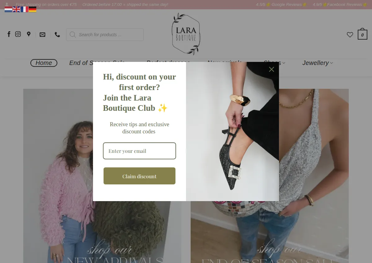 Store homepage