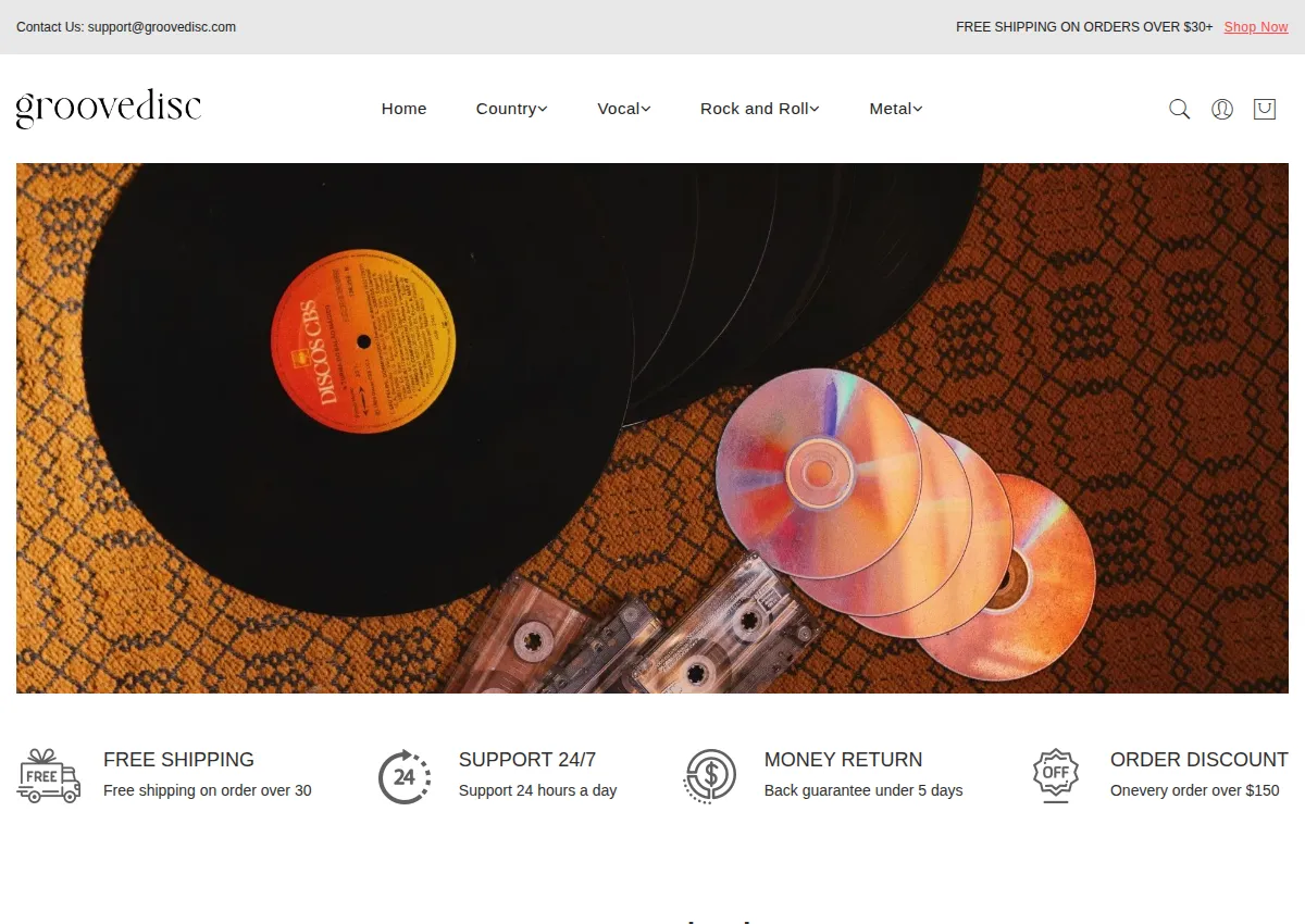 Store homepage