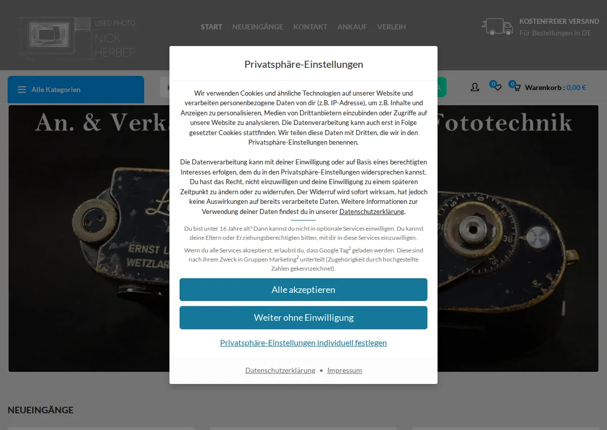 Store homepage