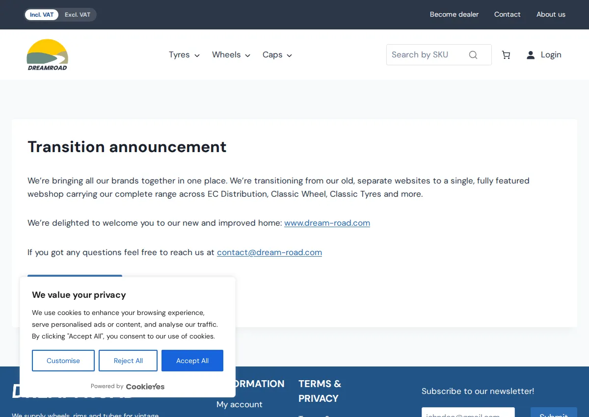 Store homepage