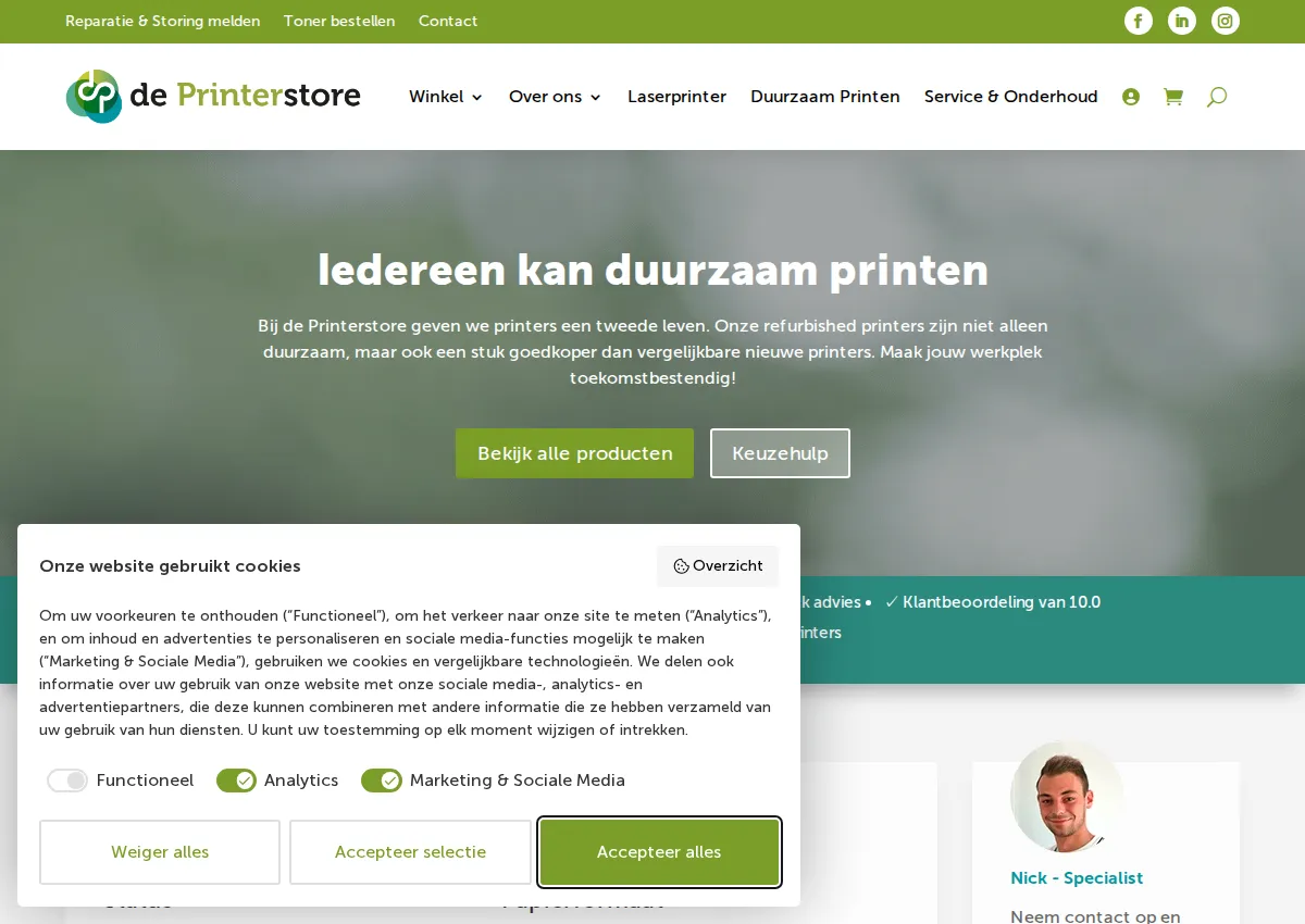 Store homepage