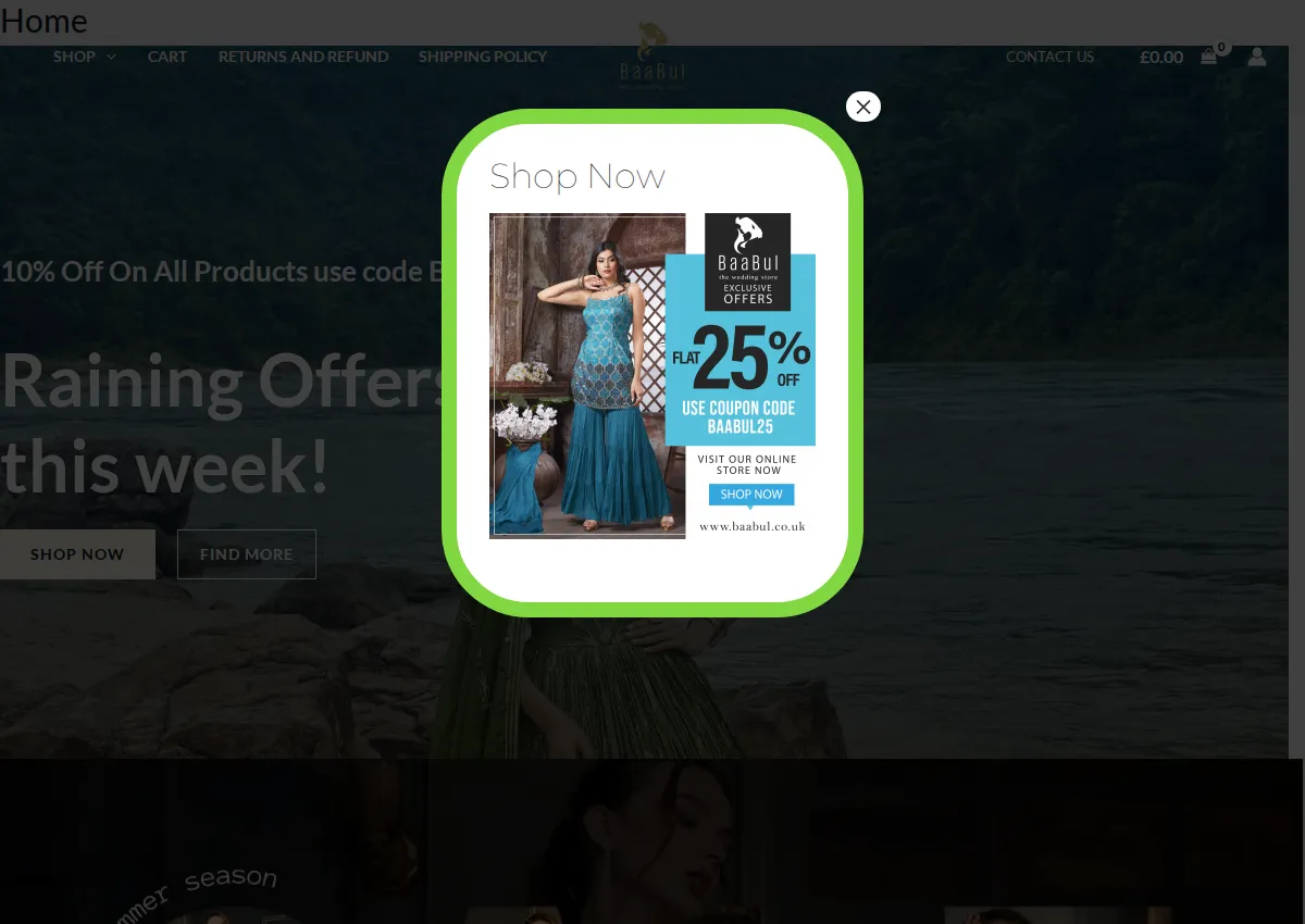 Store homepage