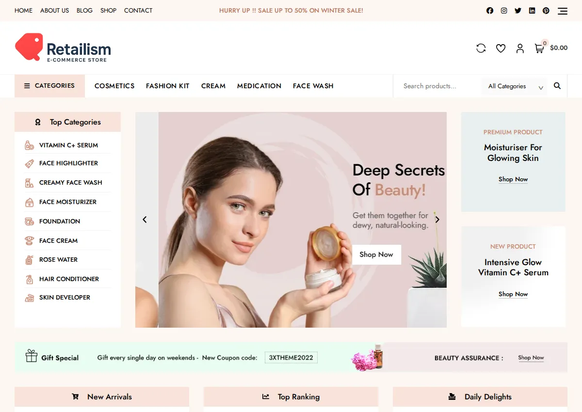 Store homepage
