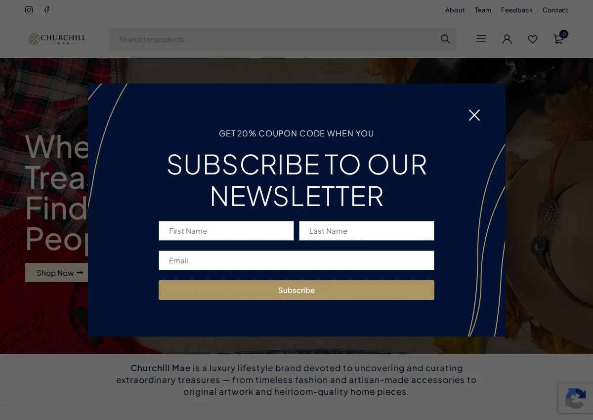 Store homepage