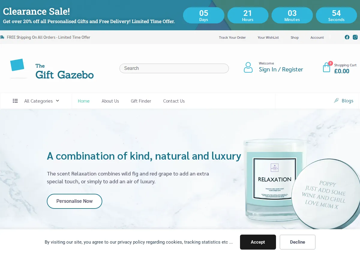Store homepage