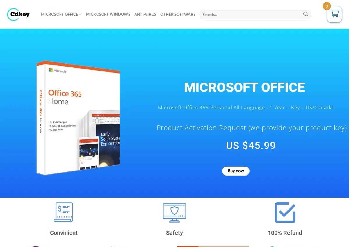 Store homepage