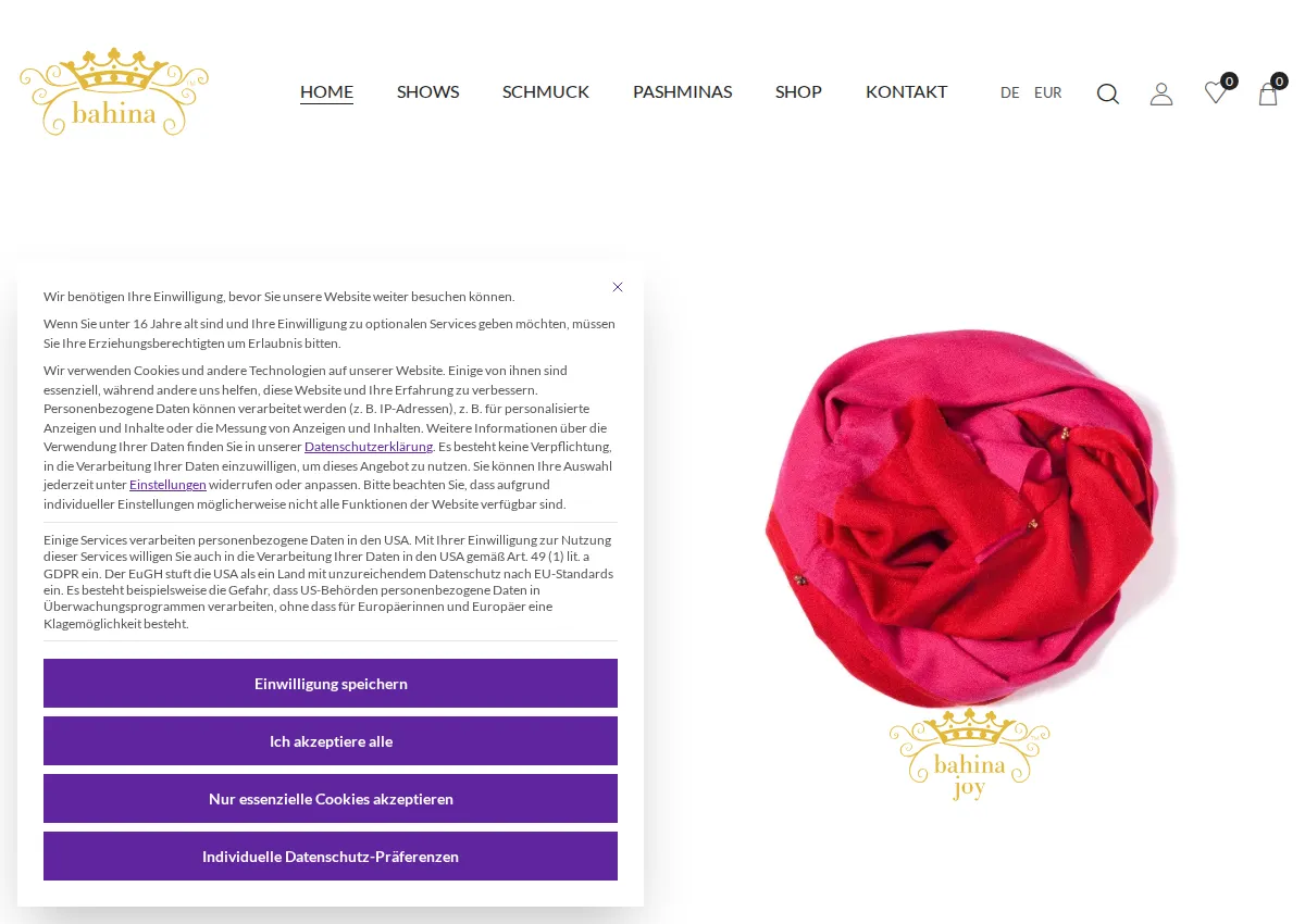 Store homepage