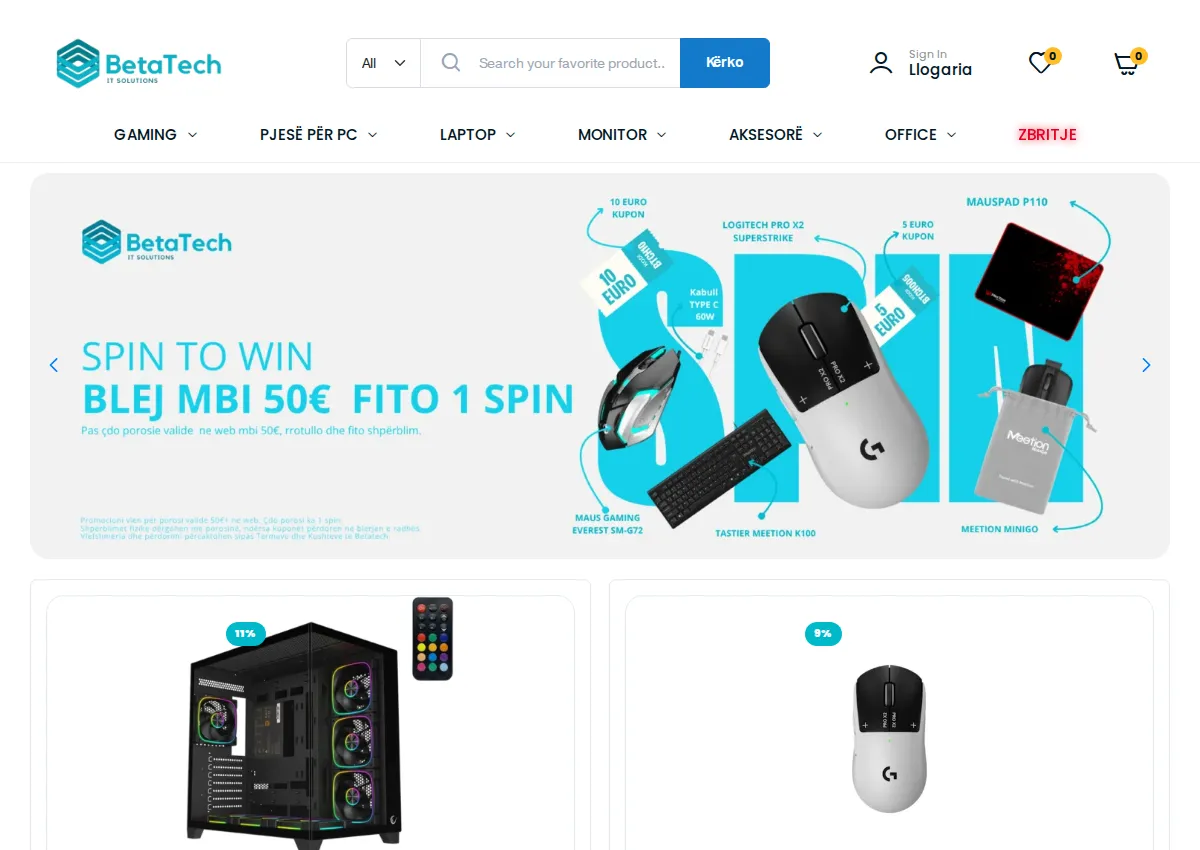 Store homepage