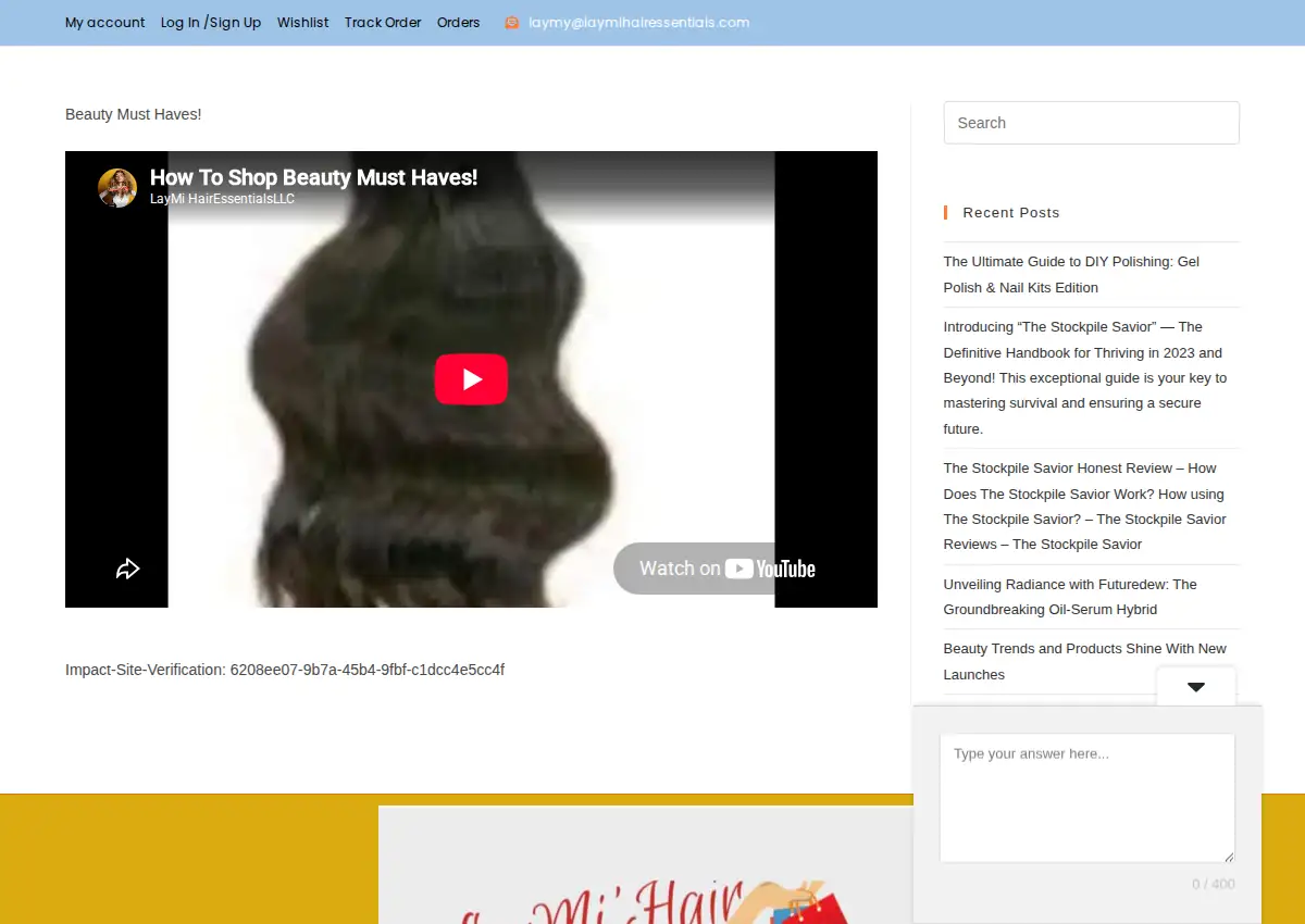 Store homepage