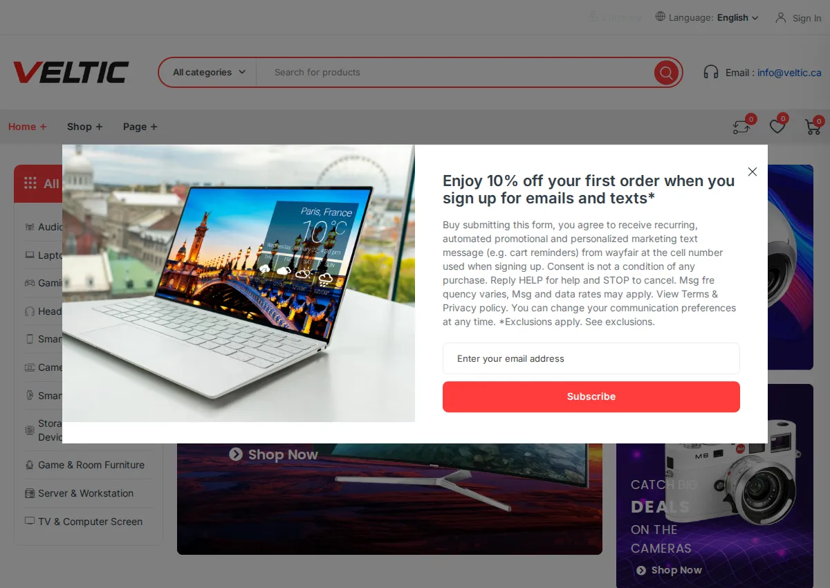 Store homepage