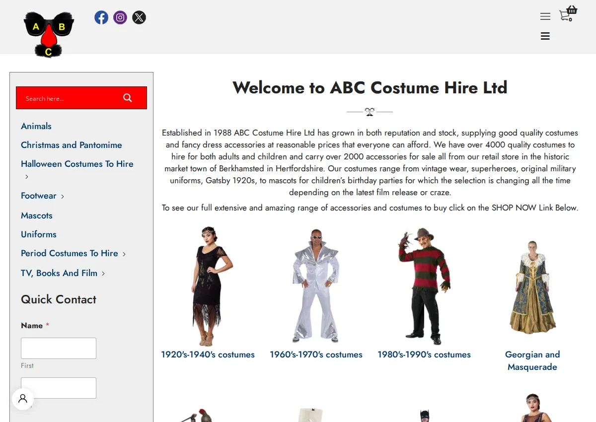 Store homepage