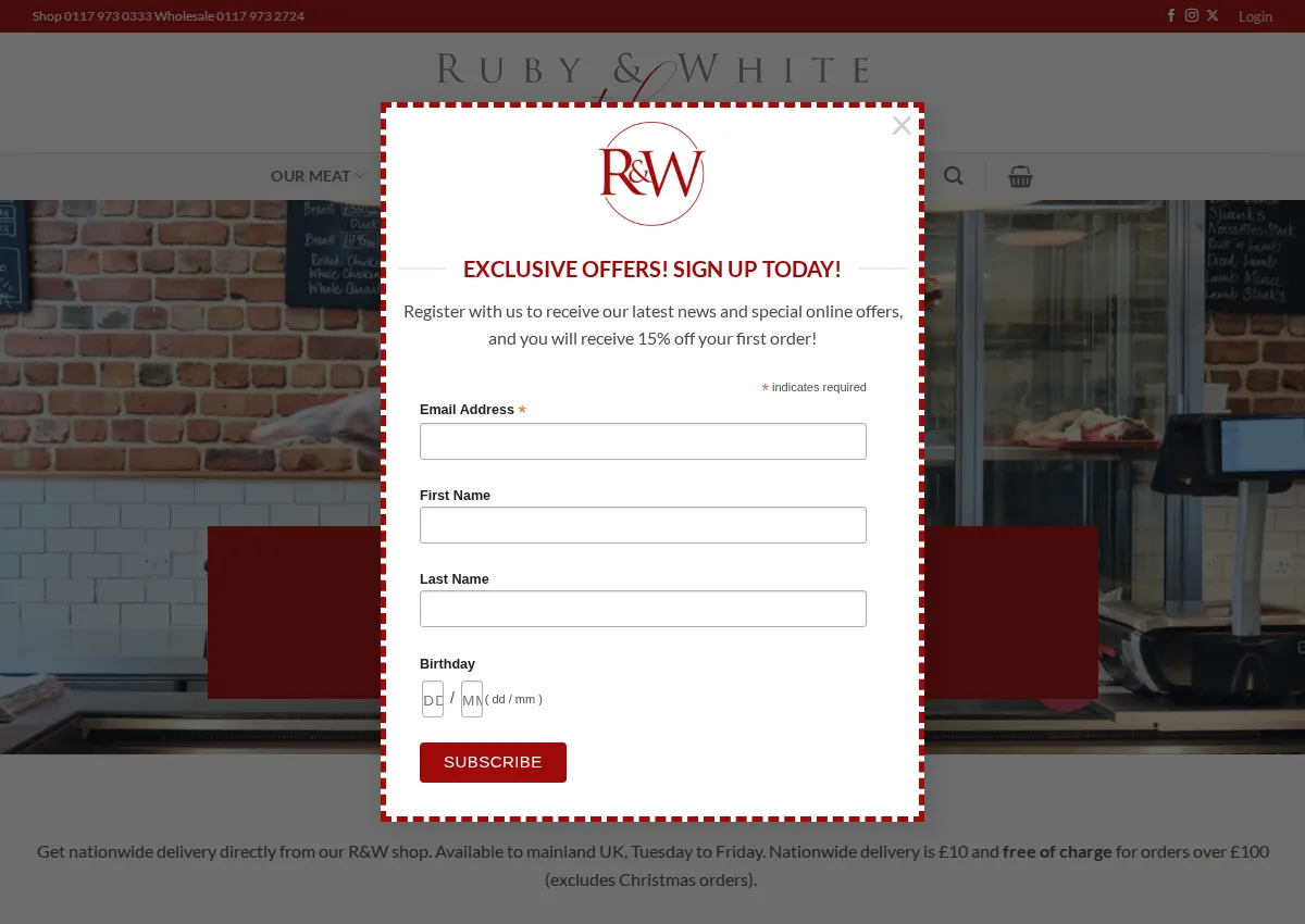 Store homepage