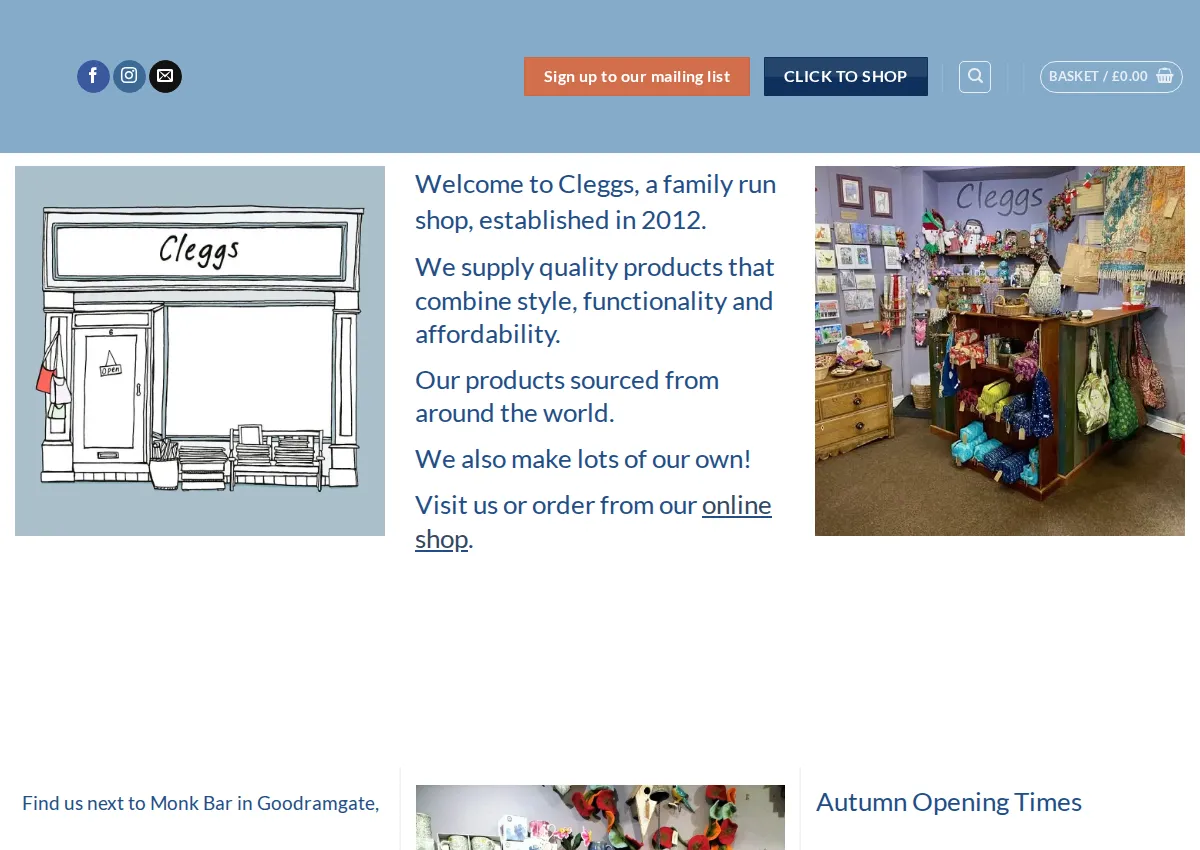 Store homepage