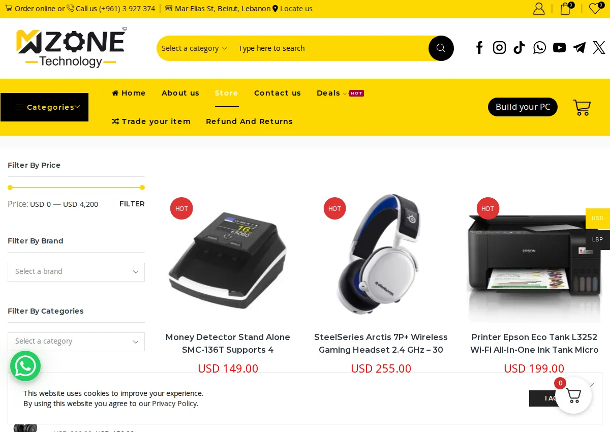 Store homepage