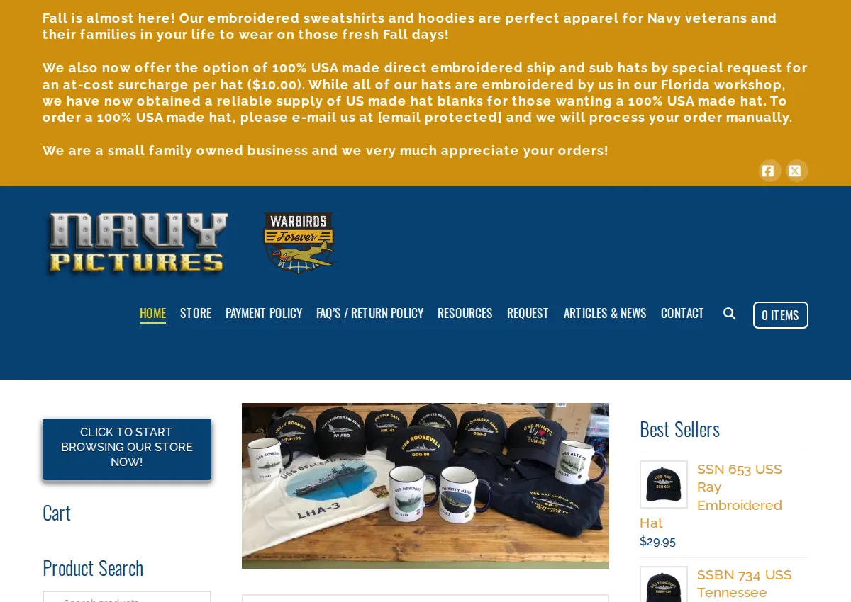 Store homepage