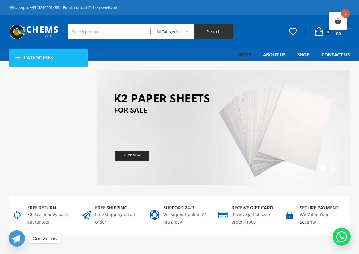 Store homepage