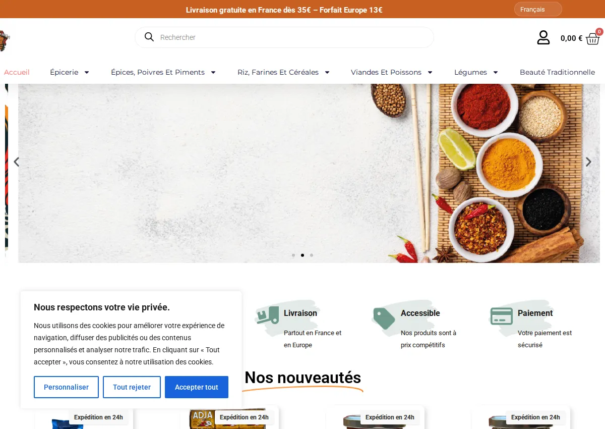 Store homepage