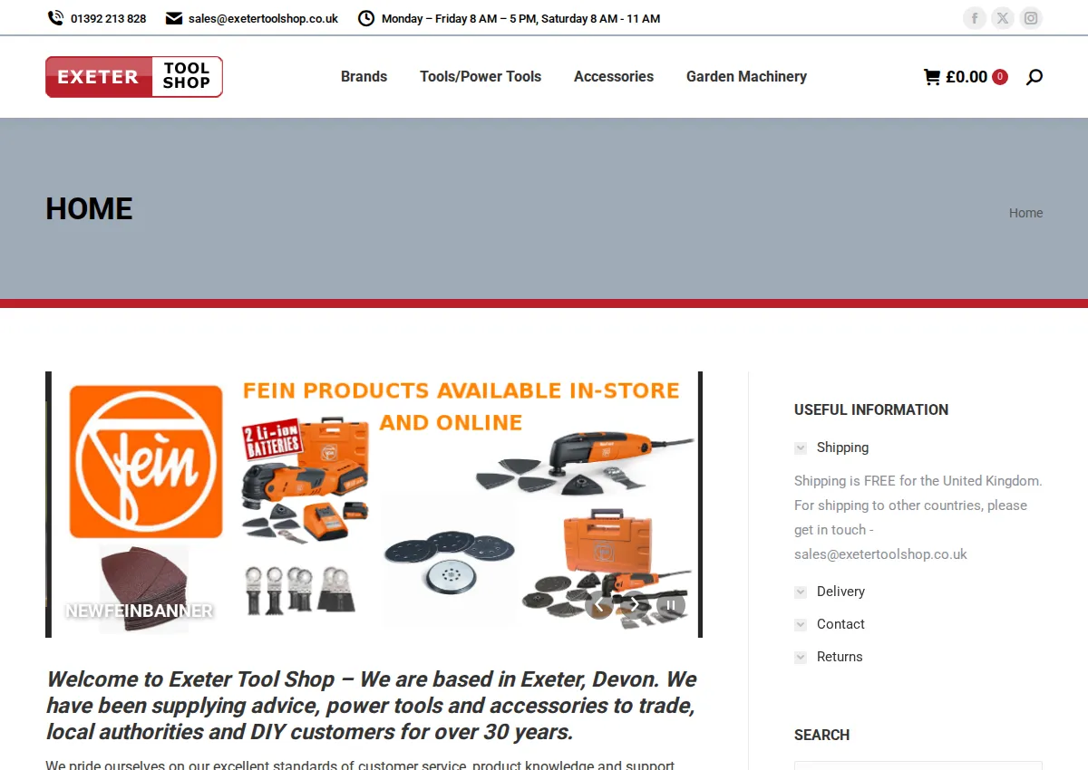 Store homepage