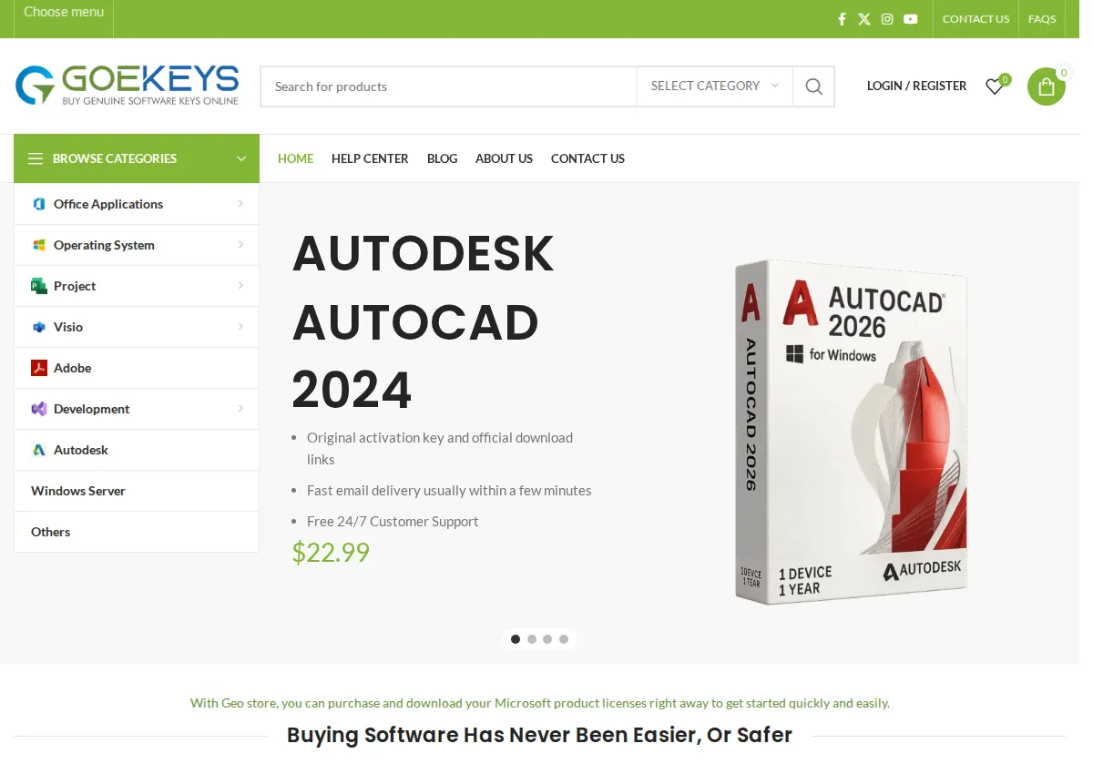 Store homepage