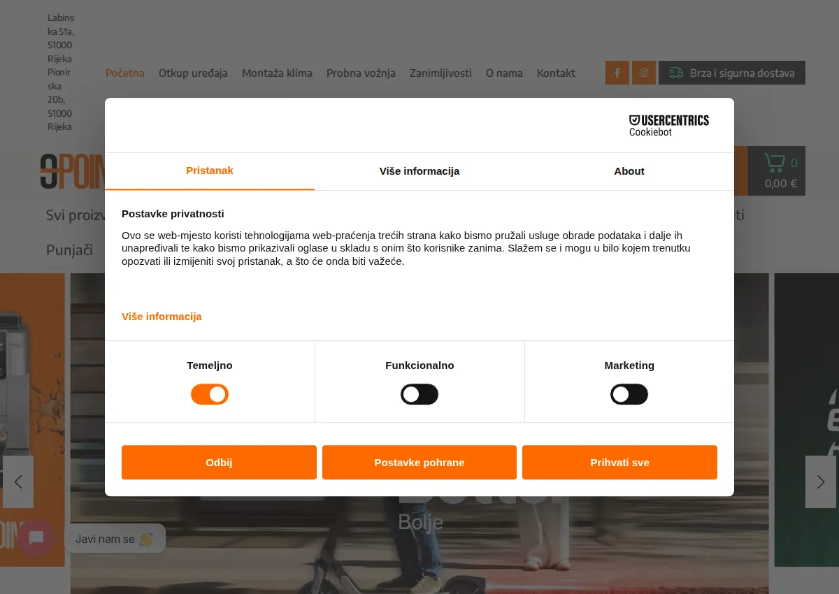 Store homepage
