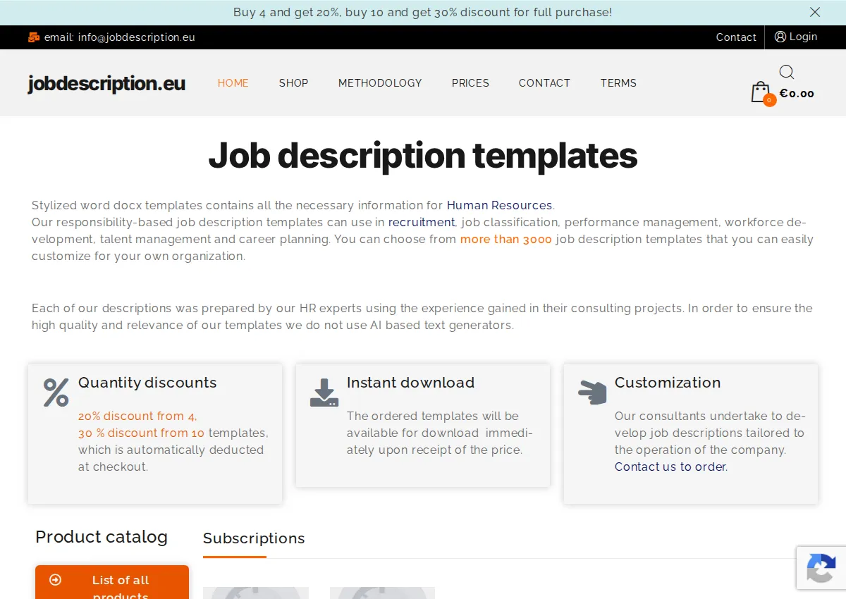 Store homepage