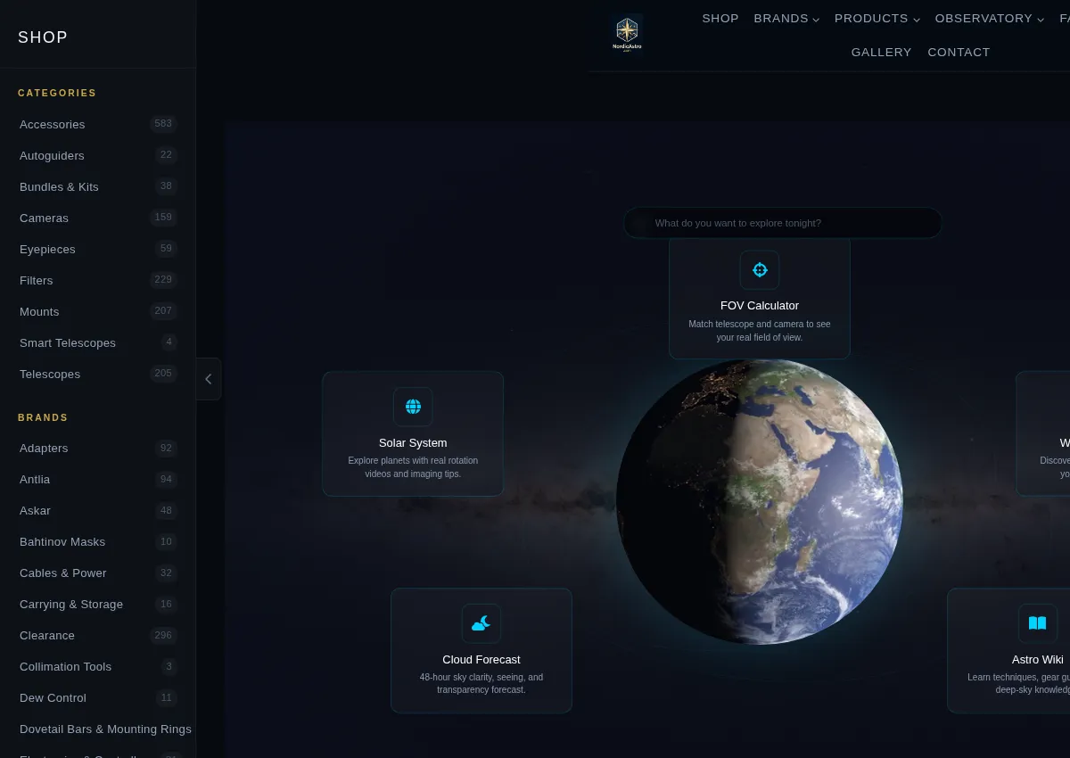 Store homepage